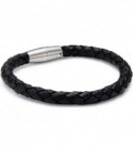 BOCCIA PULSERA PIEL NEGRA TRENZADA 0347-0121