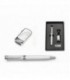 KIT BOLIGRAFO+ USB PLATEADO BLANCO 16GB PCD0108/3B